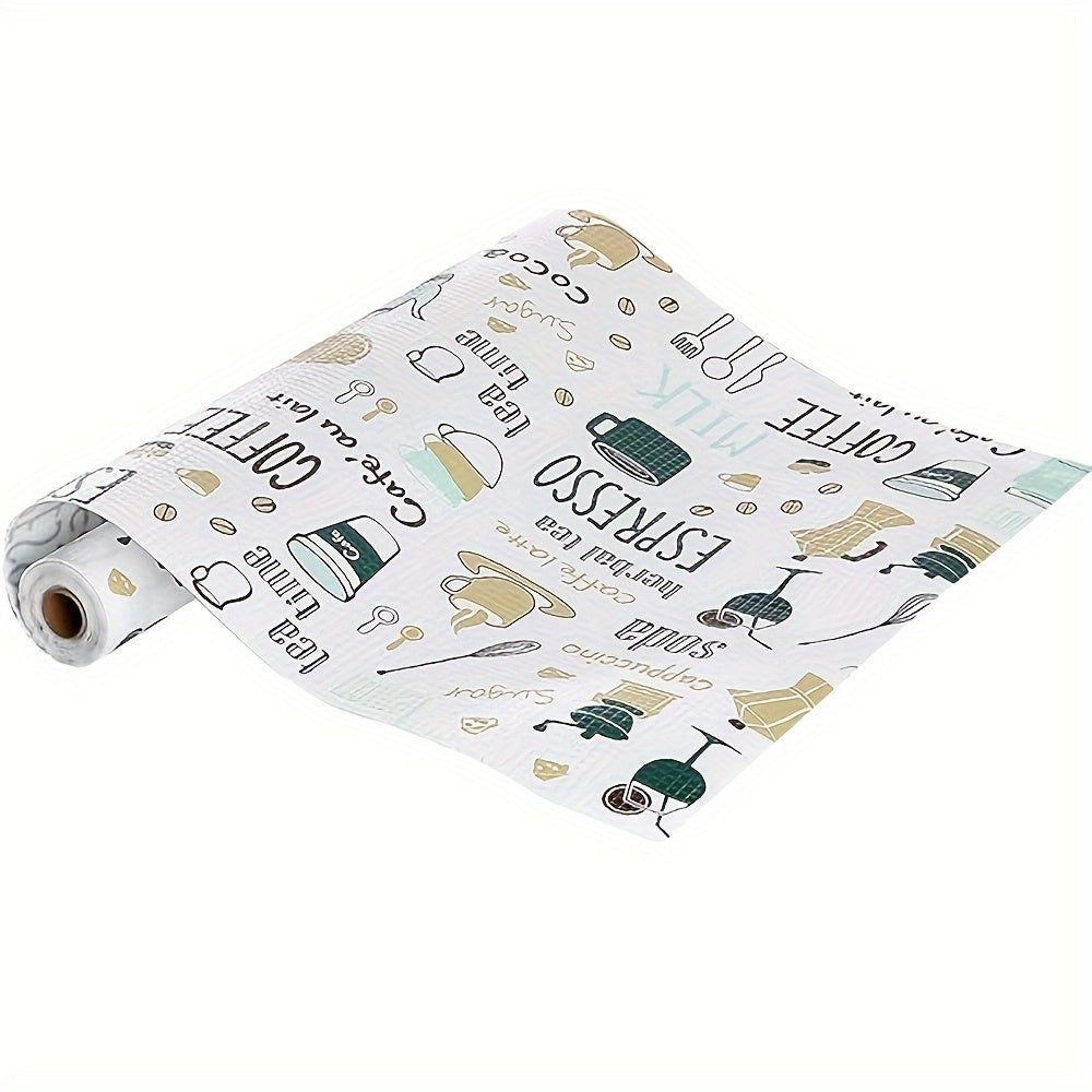 Shelf Liner for Kitchen Cabinets Non-Adhesive Slip-Resistant Drawer Mat Espresso Coffee Tea Pattern 30cm x 200cm