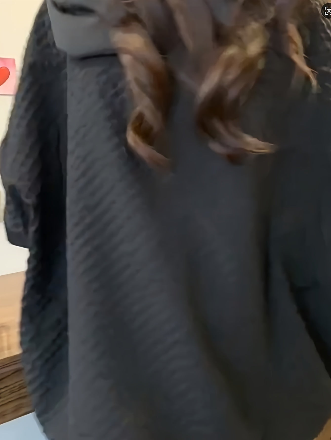 Plus Size Women's Casual Hoodie with Drawstring Short Sleeve Black