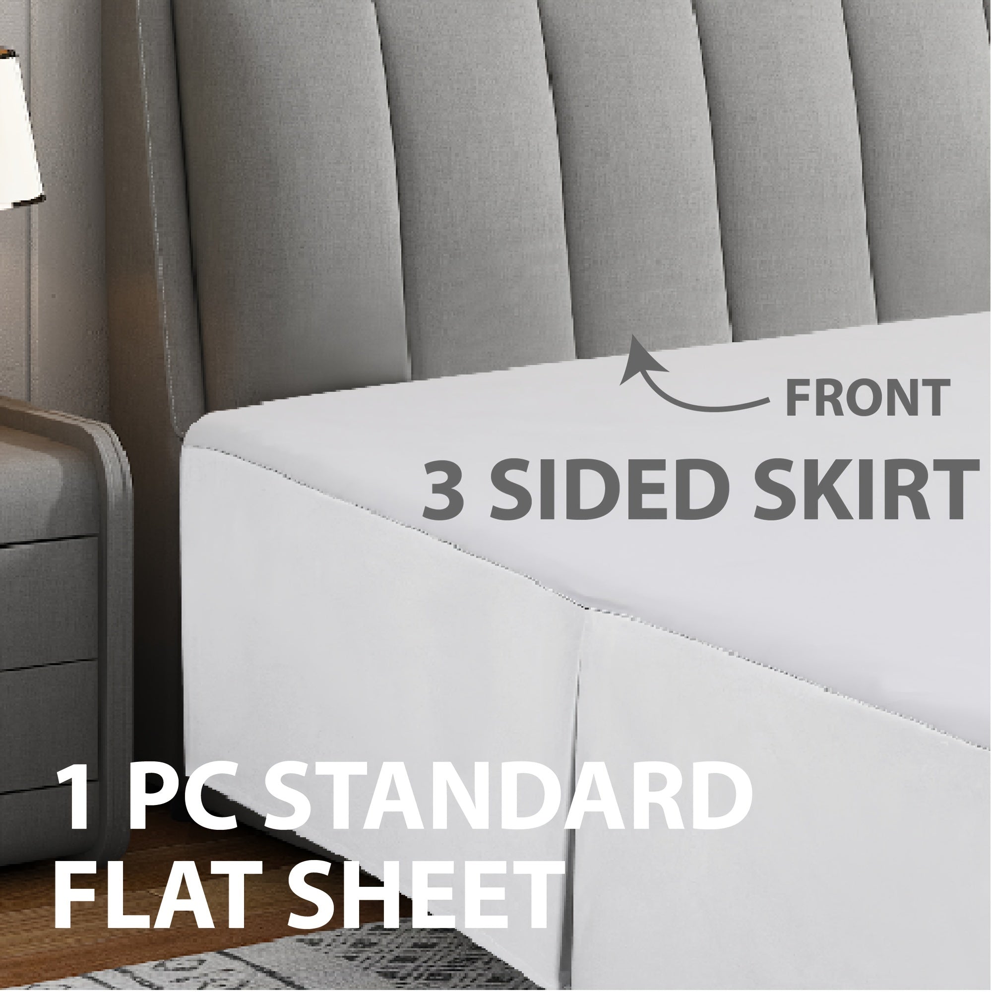 All-Season Pleated Bed Skirt 14 Inch Drop Hypoallergenic Breathable Machine Washable