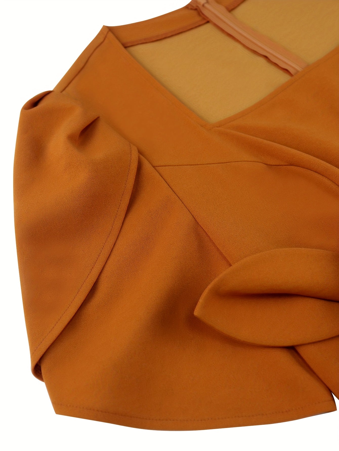 Women's Orange Bodycon Midi Dress for Party with Square Neck and Floral Applique