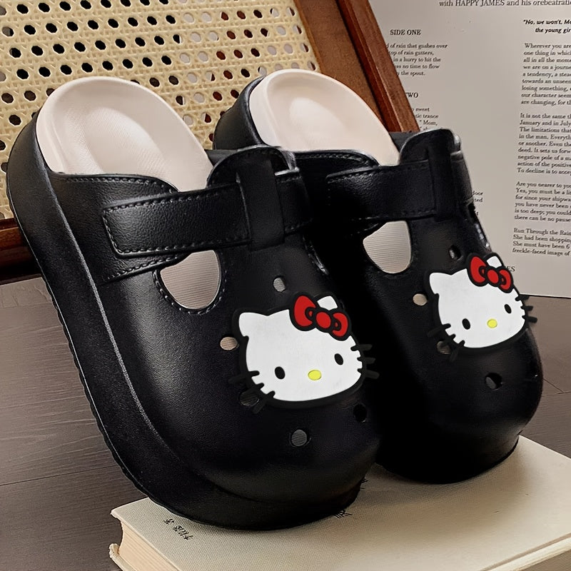 Women'S White EVA Platform Clogs with Red Bow Breathable Beach Shoes