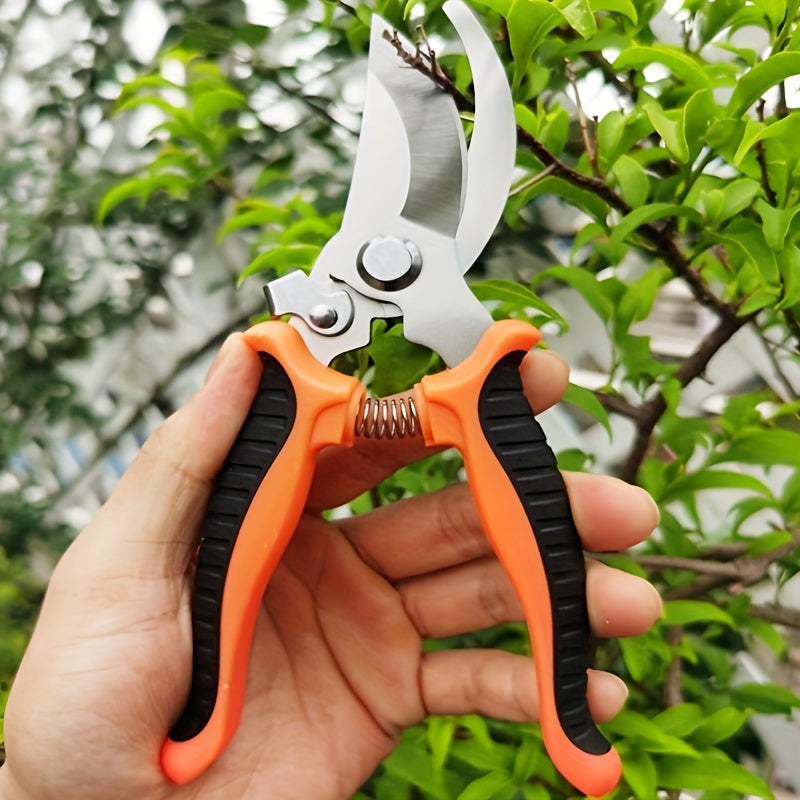 Stainless Steel Ergonomic Pruning Shears with Anti-Slip Grip for Gardening and Lawn Care
