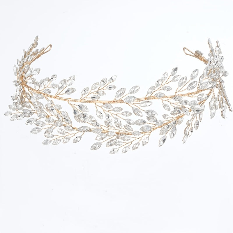 Silvery Rhinestone Bridal Tiara Wedding Headband with Crystal Accents and Alloy Design