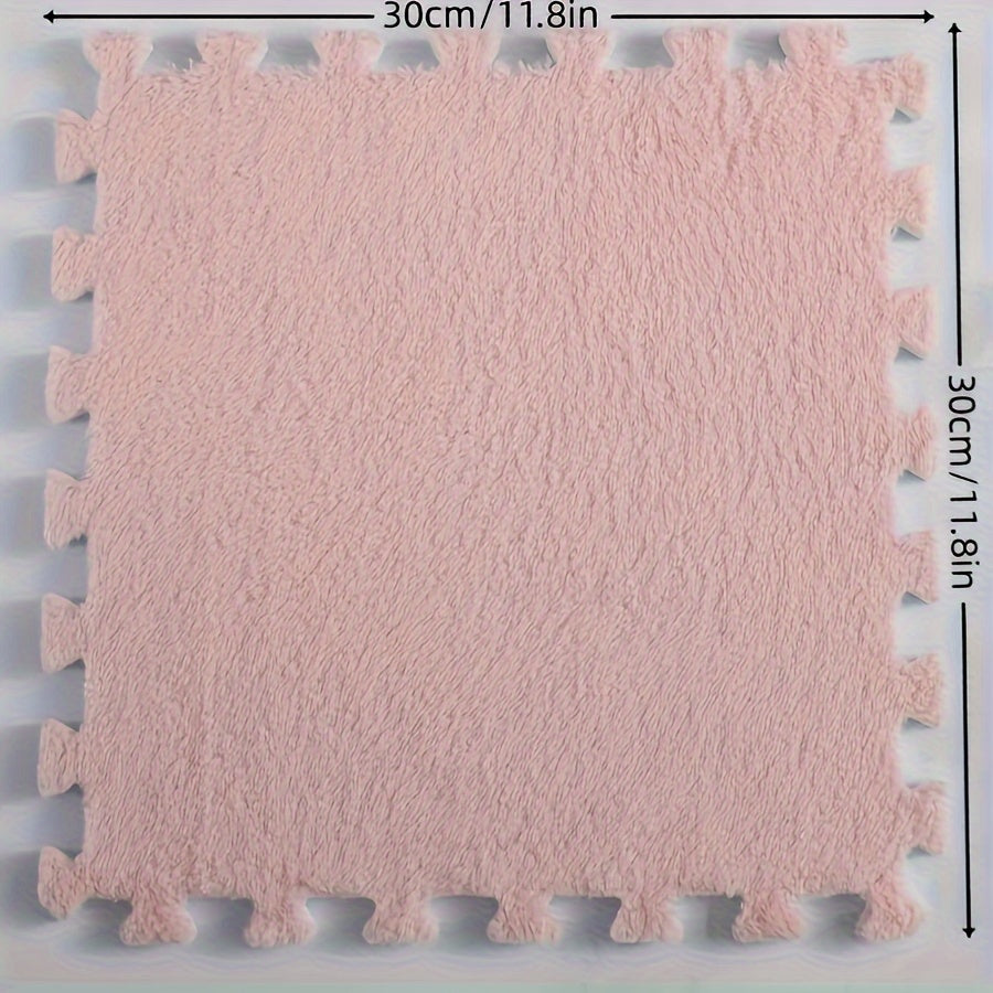 Machine Made Polyester EVA Square Carpet Tiles Set Washable Interlocking Floor Mats 29.97cm