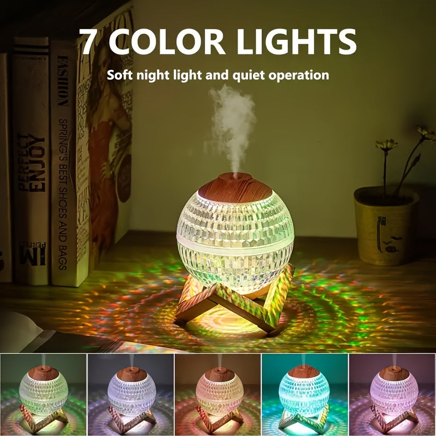 Роскошный кристаллический USB увлажнитель с емкостью 350 мл, высокоемкий нано-мист очиститель воздуха для романтической атмосферы и увлажнения. Батарея не включена.