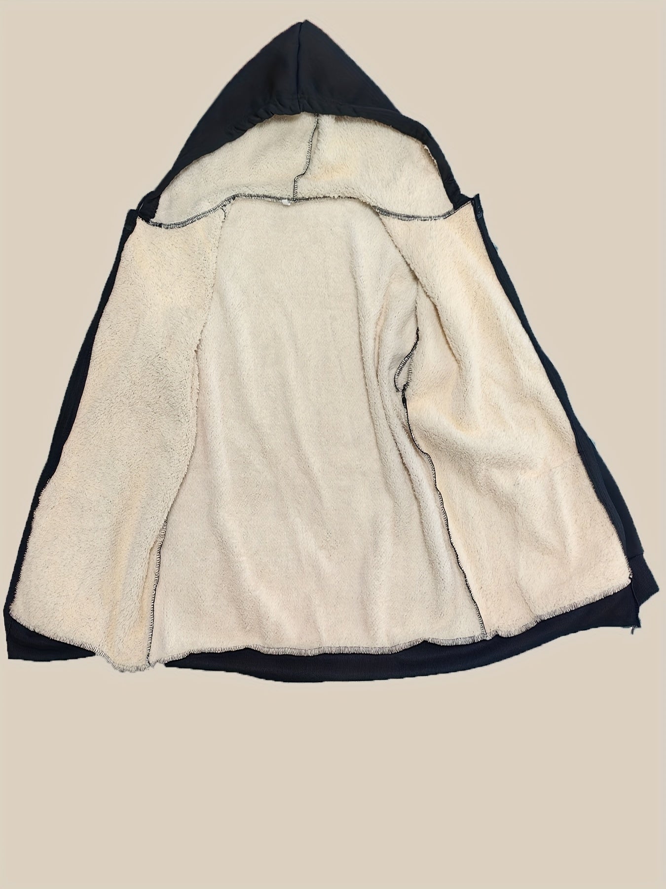 Men's Winter Jacket Hooded Fleece Lined Solid Polyester Regular Fit Medium Stretch