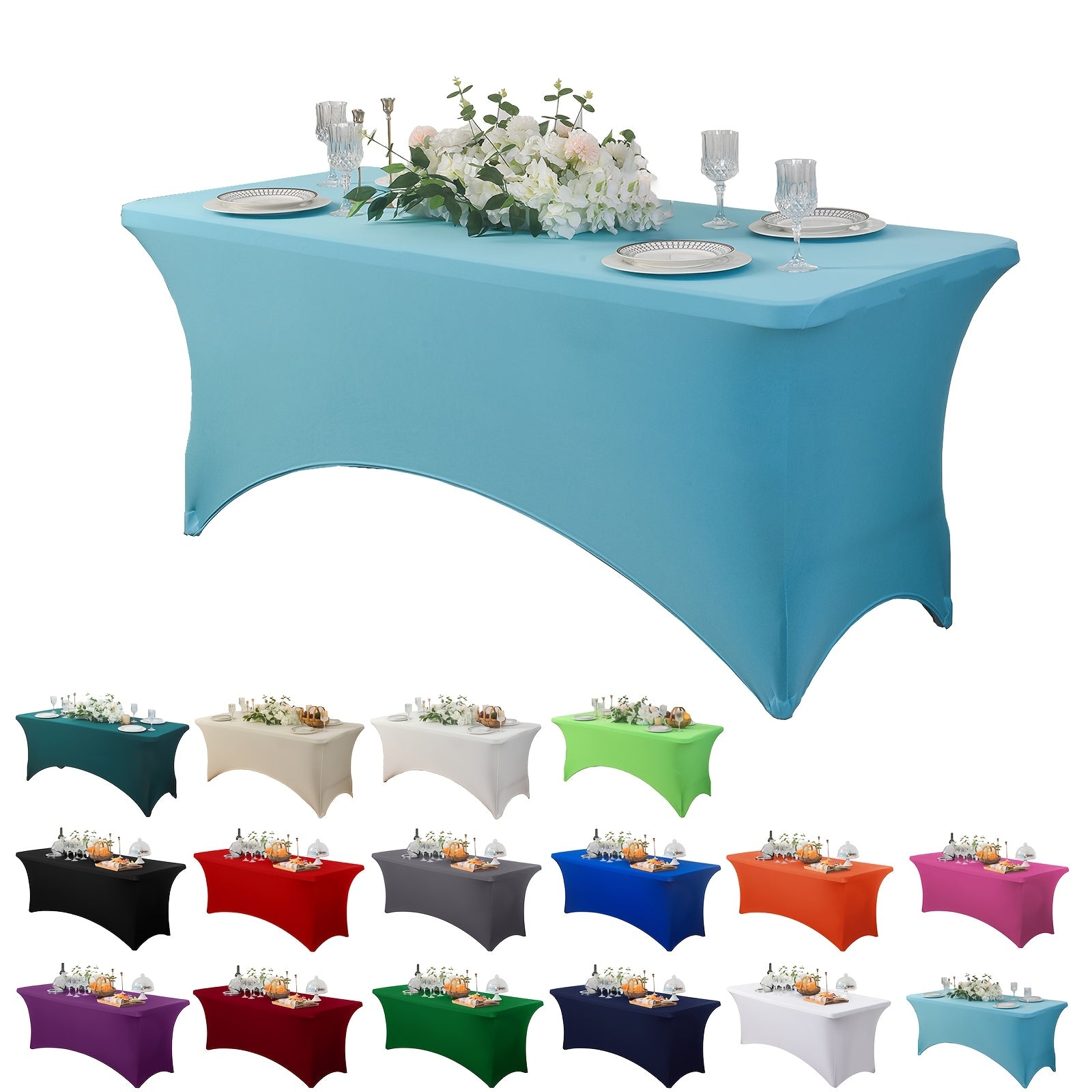 Stretch Spandex Tablecloth for Weddings Parties and Events Durable Polyester Blend Mixed Color