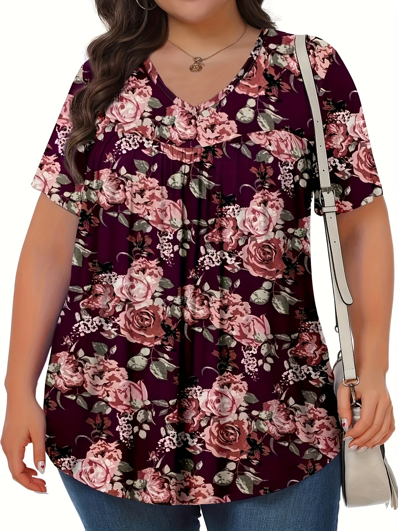 Plus Size Women Digital Print Oversized Top Loose Fit Comfortable
