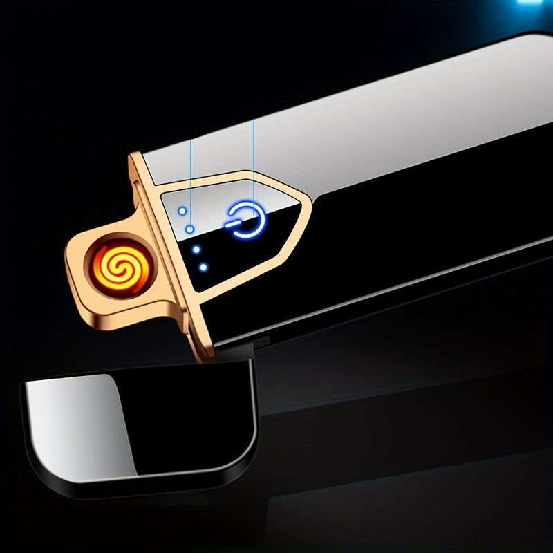 Men's Plasma Lighter Fingerprint Sensor Rechargeable Touch Flameless Blue