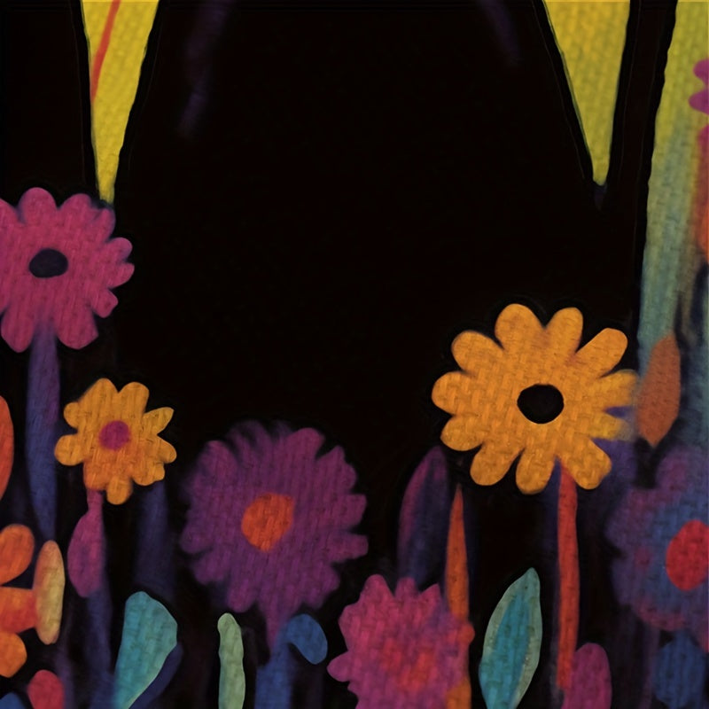 Linen Apron with Retro Cat Painting Pattern for Kitchen Cooking and Cleaning