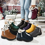 Women'S Thermal Insulated Mid-Calf Hiking Boots Non-Slip Winter Shoes Black Brown