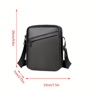 Men's Black Crossbody Bag with Adjustable Strap and Lychee Texture for Travel and Casual Use