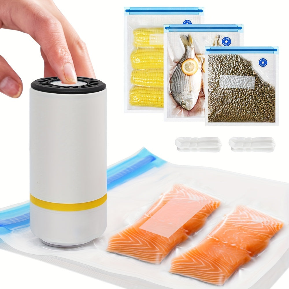 Mini Electric Vacuum Sealer Kit with 15 Food Storage Bags and Handheld Machine