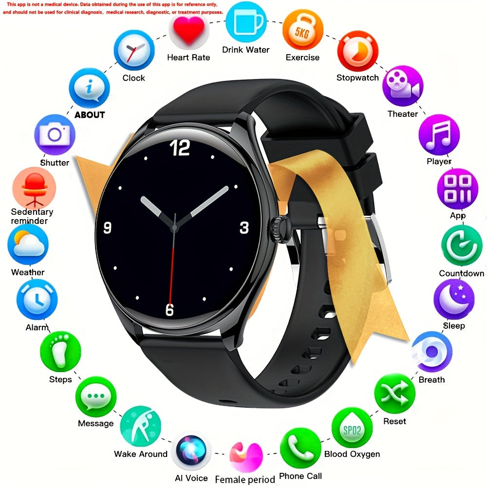 Erkaklar va ayollar uchun aqlli soat 1.43 dyuym AMOLED displey Bluetooth 5.0 fitness izlovchi