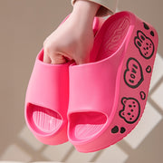 Women's Pink EVA Cartoon Bear Platform Slides Summer Beach Sandals