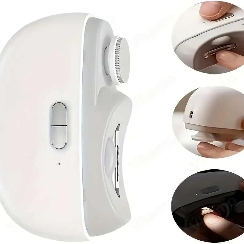 USB zaryadlash, LED chiroq va qayta zaryadlanadigan litiy batareyasi bilan elektr tirnoq kesgichi va polirovka qiluvchi. Uy manikyuri uchun mukammal, ideal 14-fevral sovg'asi. Zamonaviy tirnoq parvarishi uchun zarur.