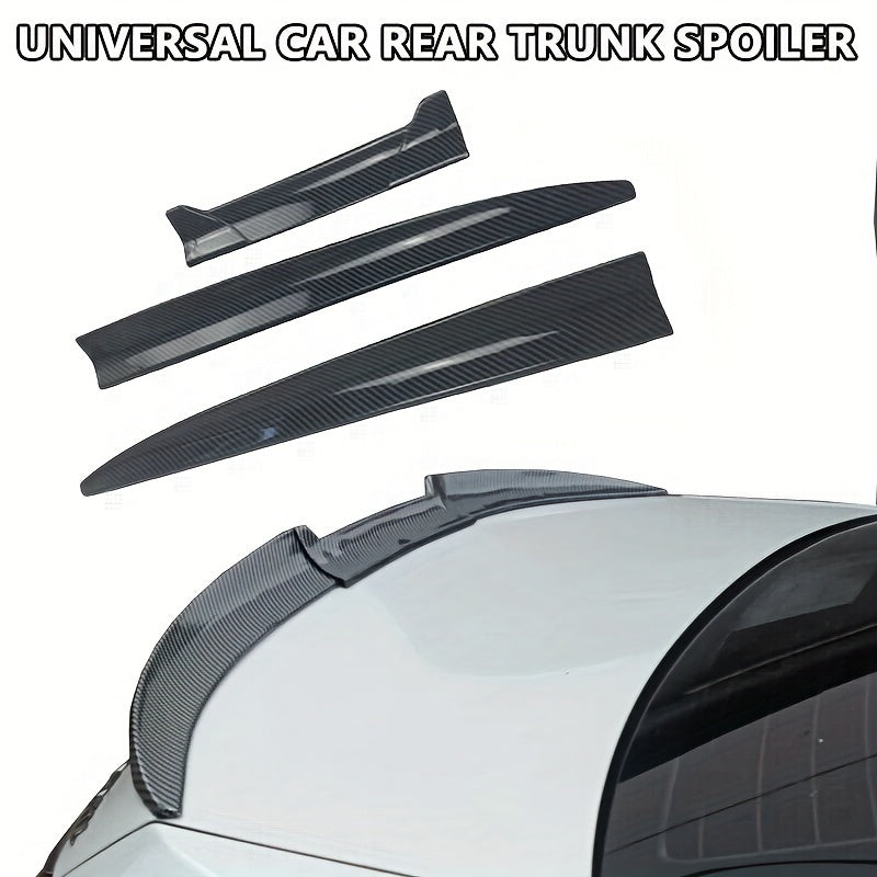 Universal Car Rear Spoiler with Three-Section Design PVC Polished Easy Installation
