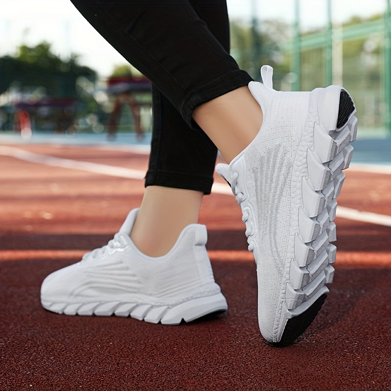 Women Casual Sneakers Solid Color Lace-Up Lightweight Breathable Shoes