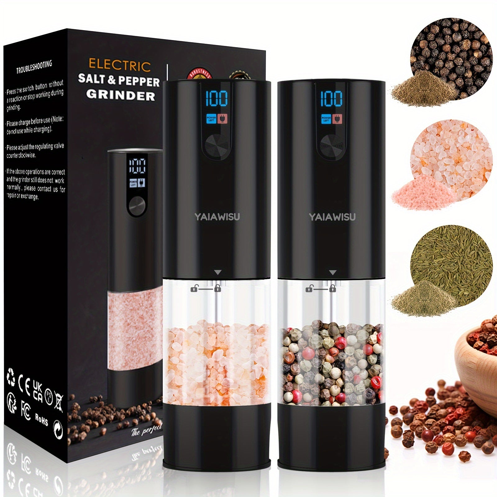 Портативная электрическая кофемолка с USB-зарядкой, ЖК-дисплеем, управлением одним нажатием для кофе и специй