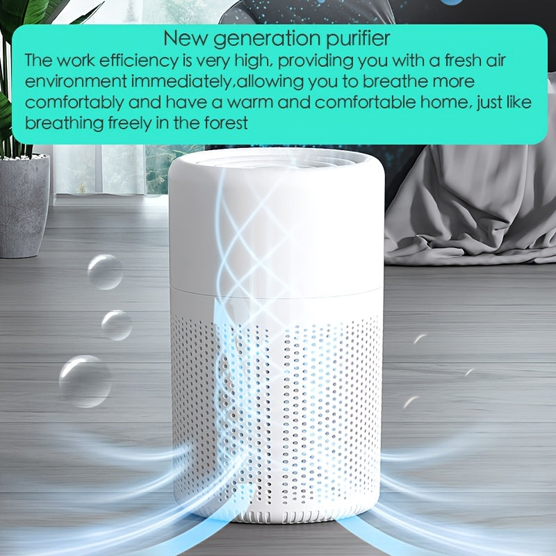 Portable White USB Air Purifier for Home Office Room Dander Odor