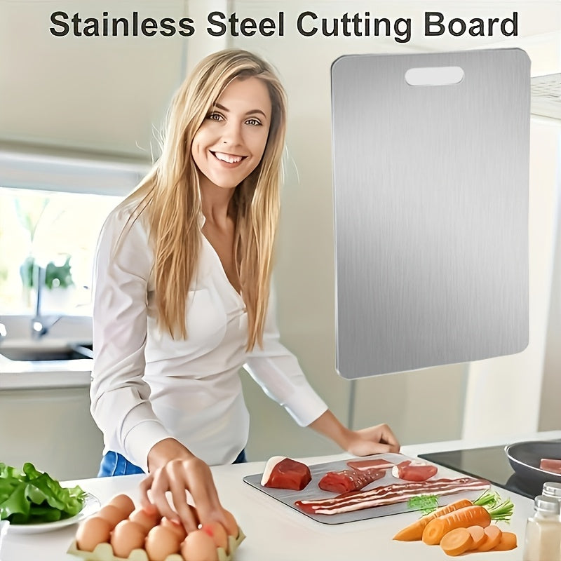 Premium Stainless Steel Cutting Board Dual-Sided Food-Grade Durable Kitchen Chopping Block