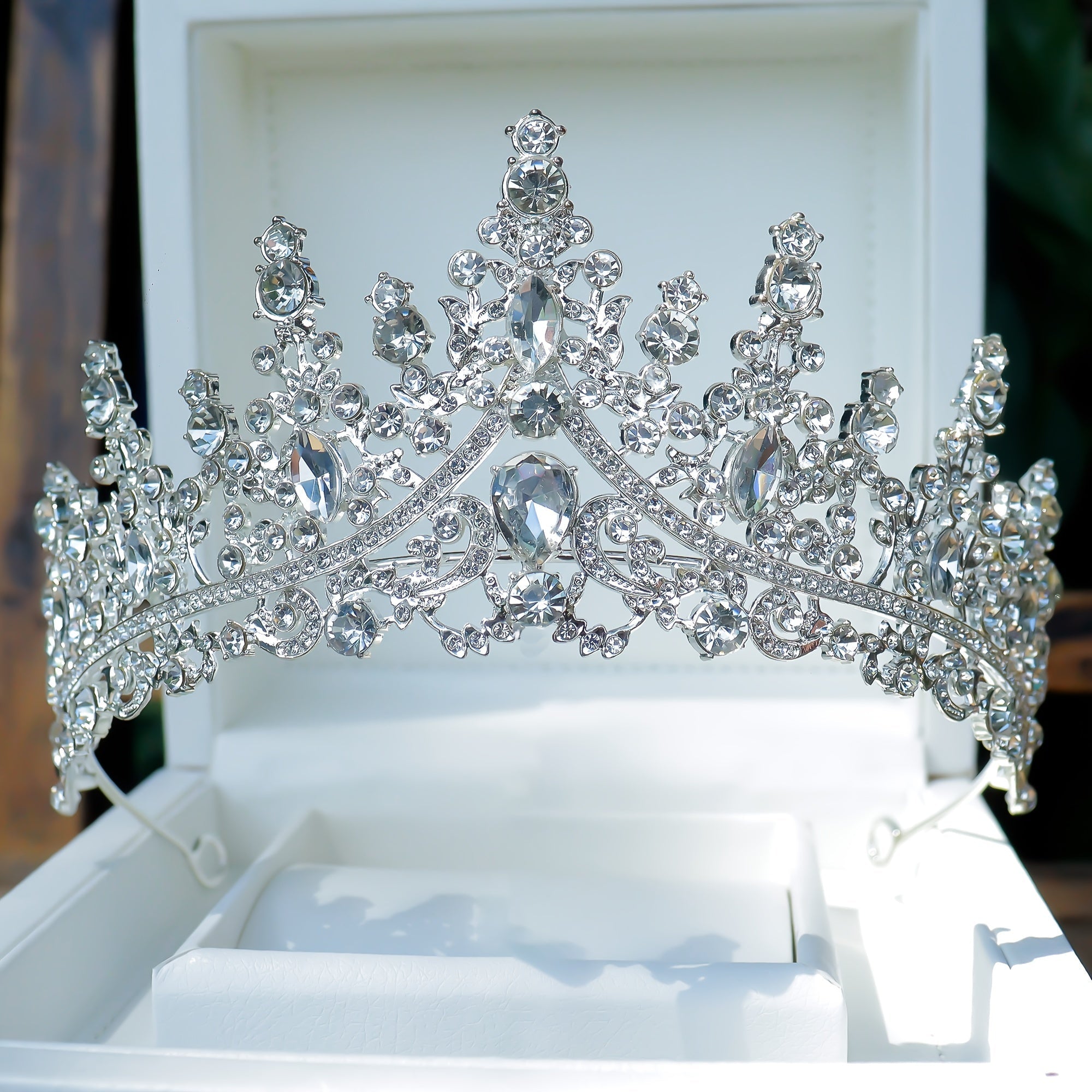 Rhinestone Leaf Crown Tiara for Bridal Princess Costume Wedding Party Accessories