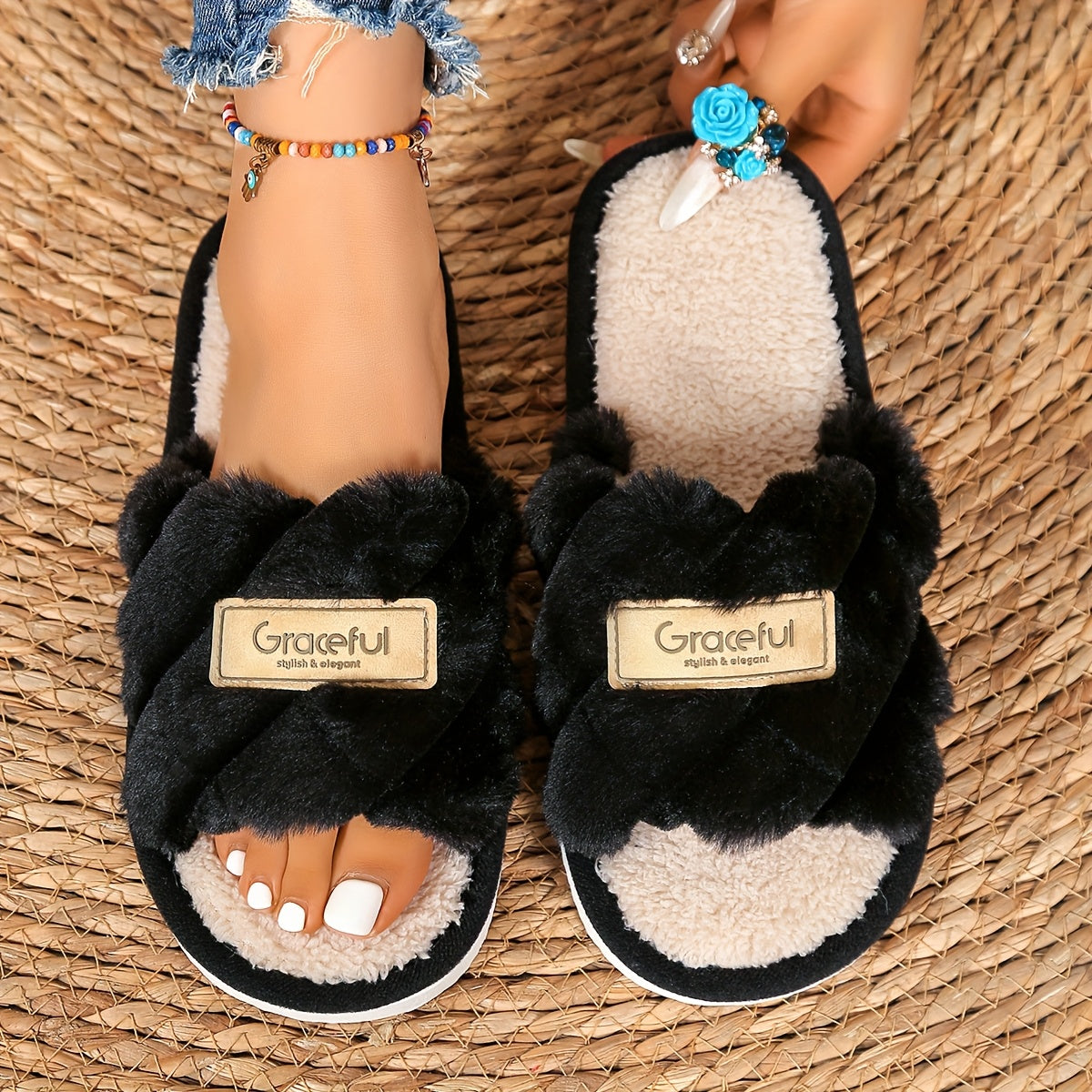 Women's Casual Indoor Flat Open-Toe Slippers for All Seasons
