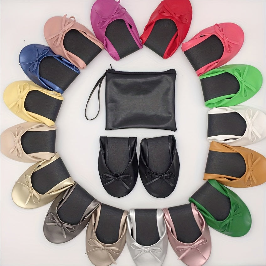 Women's Foldable Ballet Flats Wedding Party Roll-Up Slippers Comfortable Shoes