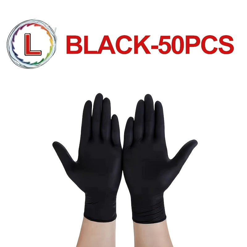 Black Disposable Nitrile Gloves Pack of 100, 50, or 20 for Cleaning, Tattooing, Hair, Pet Care