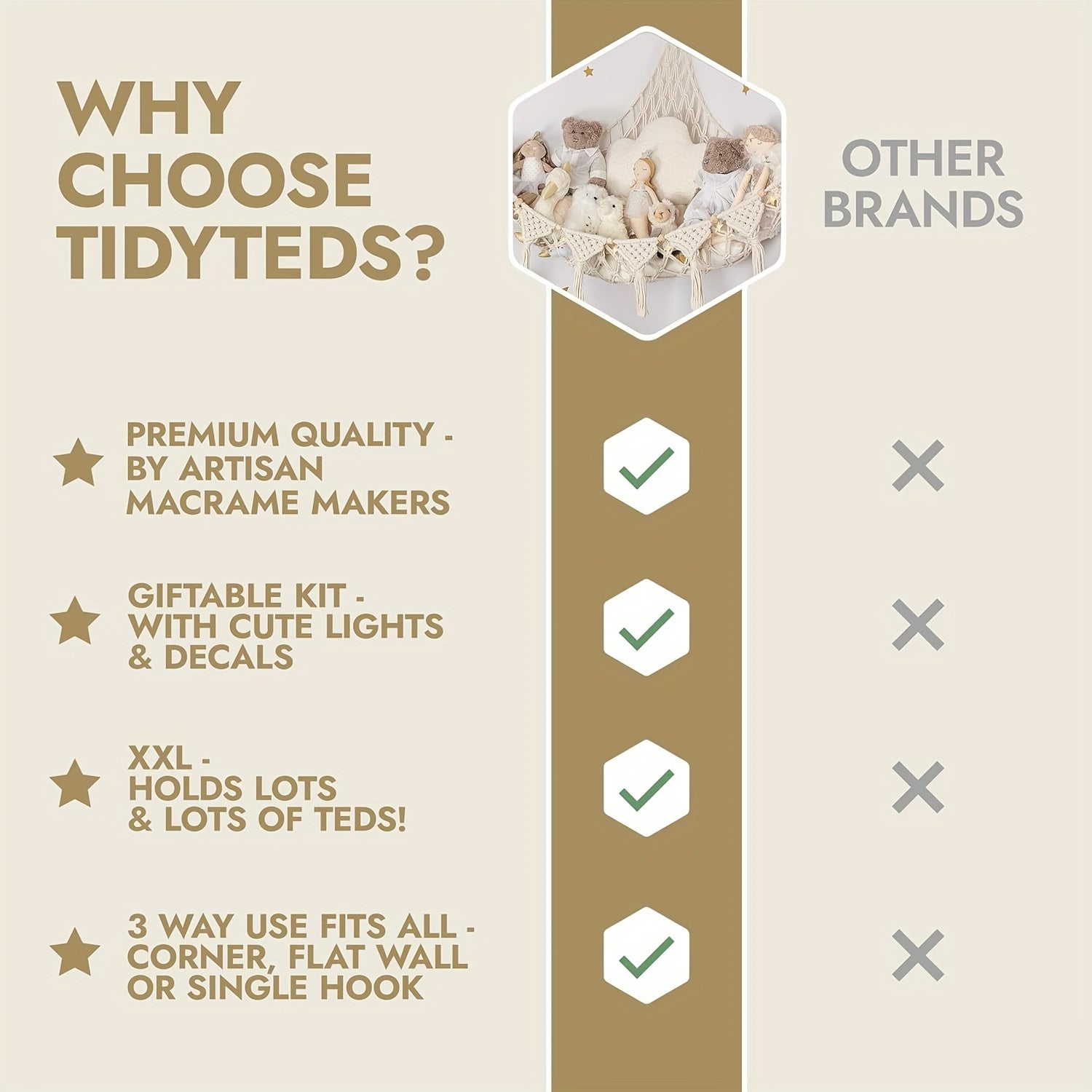 Macrame Stuffed Animal Storage Net for Nursery Decor Kids Toy Organizer