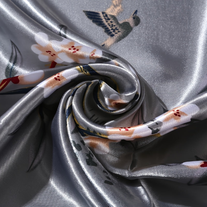 Women's Square Scarf with Vibrant Print Lightweight Windproof Sun-Protective Fashion Accessory