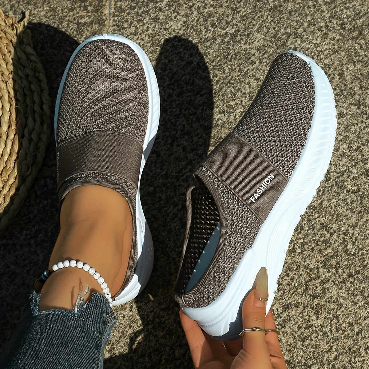 Women's Breathable Slip-Resistant Flat Shoes with Cushioned Insole Black/Navy