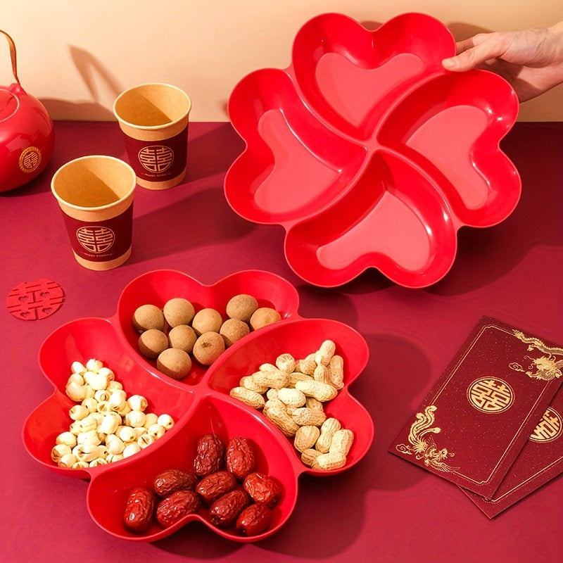 Heart-Shaped Plastic Snack Serving Tray for Parties and Events