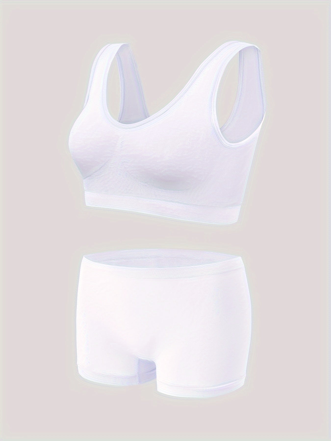 Seamless Sports Bra and High-Waisted Shorts Set Breathable Nylon Spandex Solid Color Casual Pajama