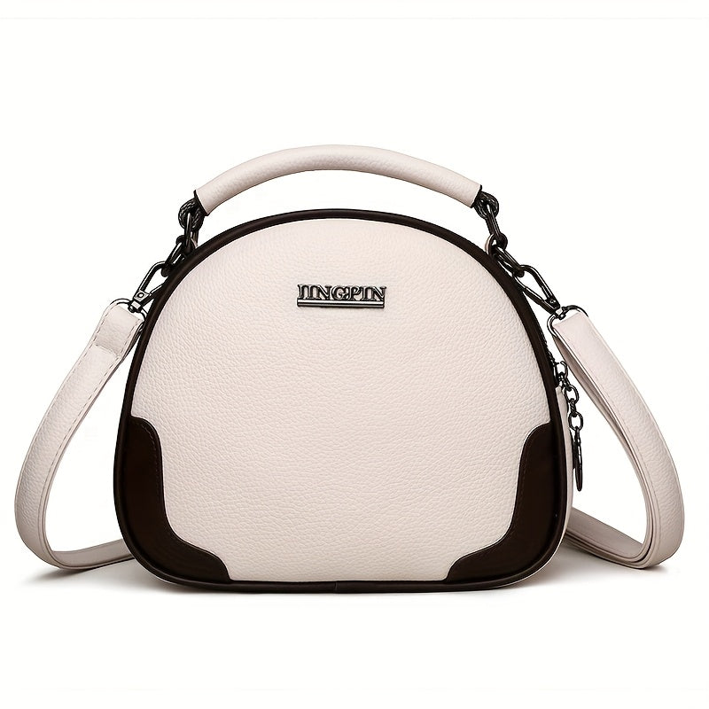 Women's Crossbody Bag with Dual Zipper Compartments Water-Resistant Synthetic Material Lightweight