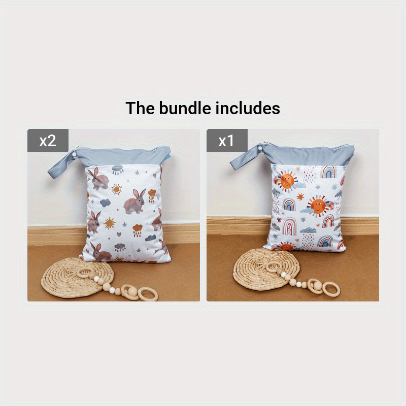 30x40cm Waterproof Reusable Cloth Diaper Wet Bag with Zipper Closure