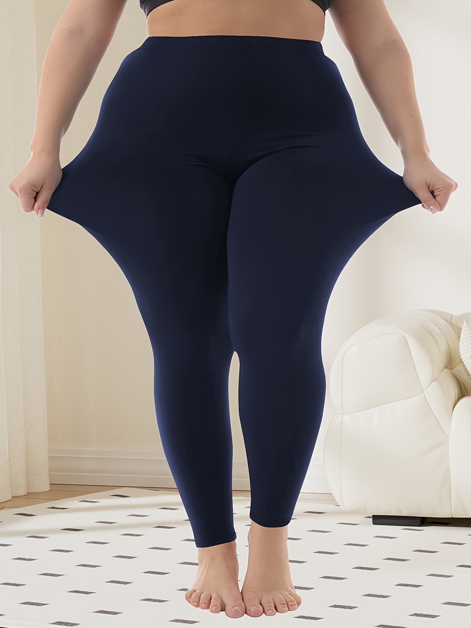 Leggings de yoga de talla grande para mujer de cintura alta con control de abdomen y tela suave