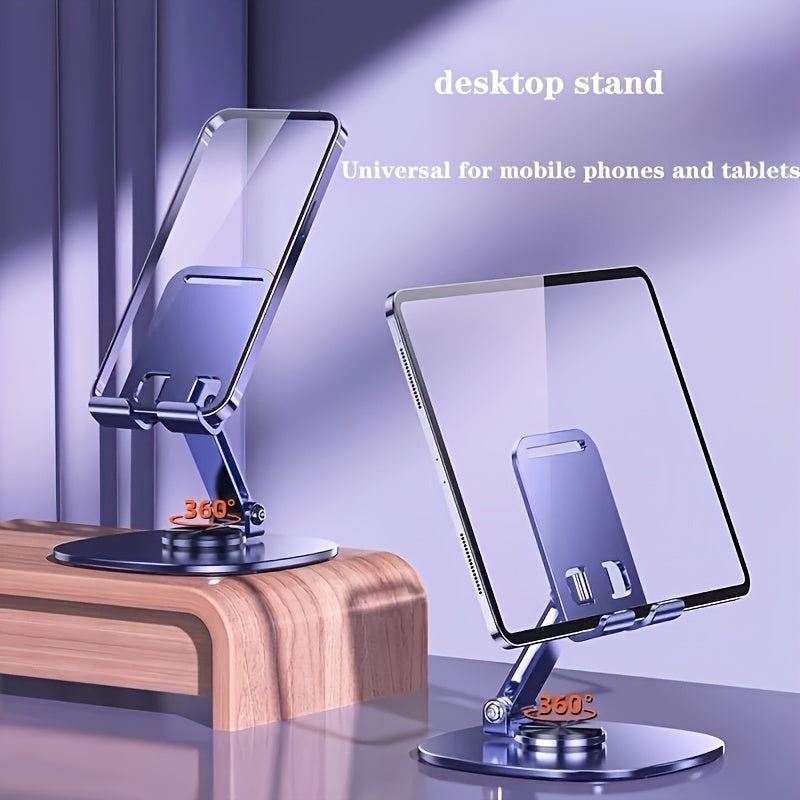 Waterproof Aluminum Alloy Phone Stand with 360° Rotating Desk Mount, Adjustable and Foldable