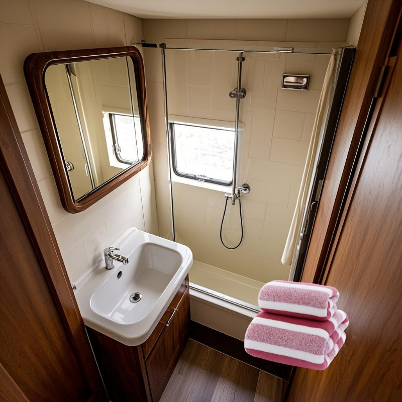 Luxury Striped Bath Towels for RVs Home and Salon Quick-Drying Soft Lightweight