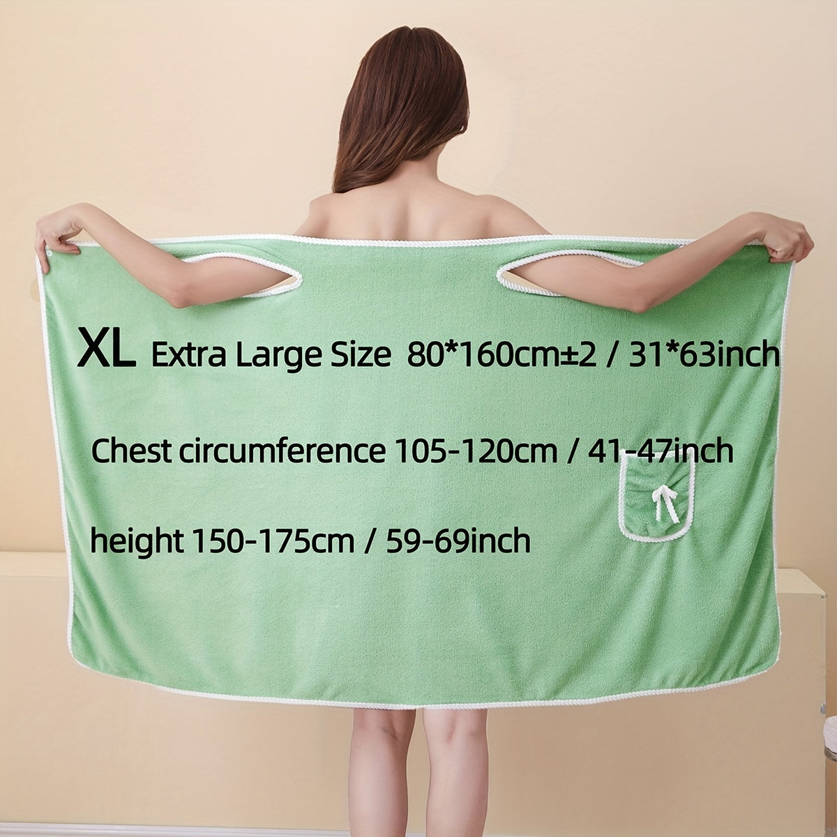 Women's Bath Towel with Pocket Absorbent and Adjustable for Bathroom and Home