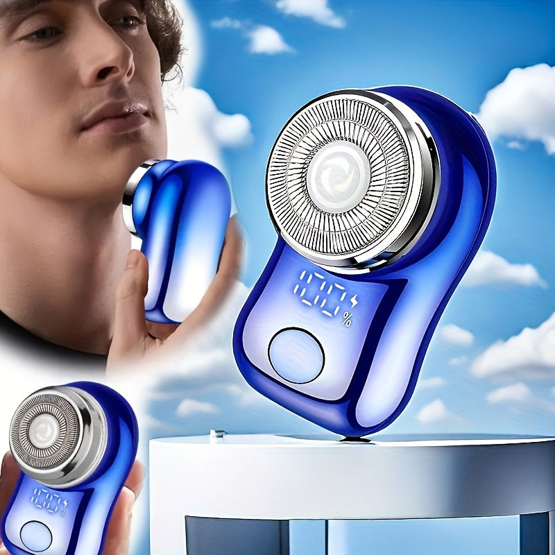 Карманный роторный бритва с LED-дисплеем, перезаряжаемый через USB, моющаяся стальная лезвие