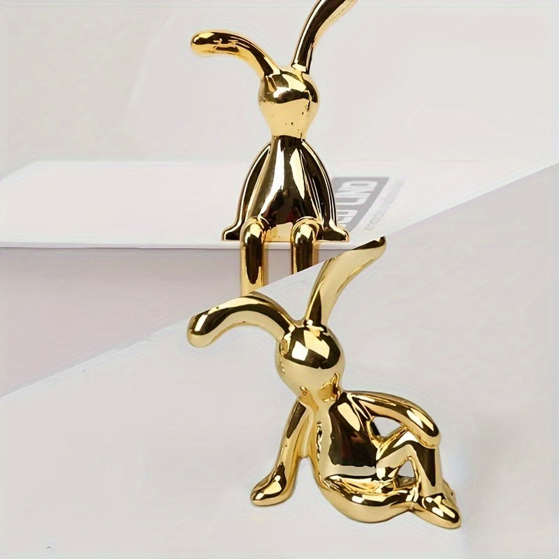 Gold and Silver Electroplated Sitting Rabbit Figurine for Home and Office Decor