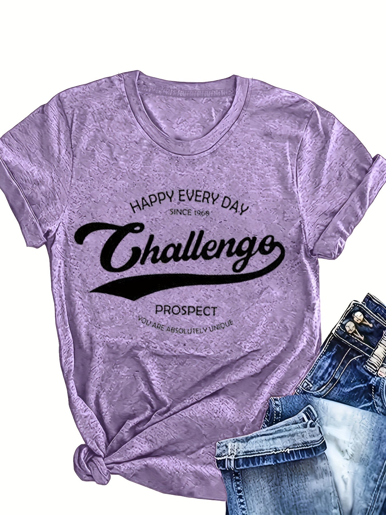 Women's Rayon Blend Casual T-Shirts Set Short Sleeve Letter Print