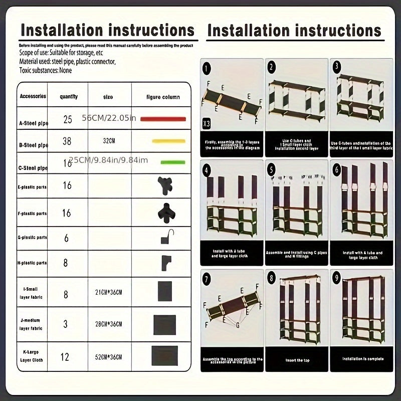 Organizador de armario de acero inoxidable con estantes y espacio de almacenamiento cerrado