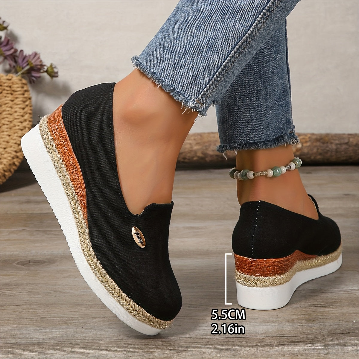 Women's Casual Espadrille Platform Pumps with Round Toe and High Heel