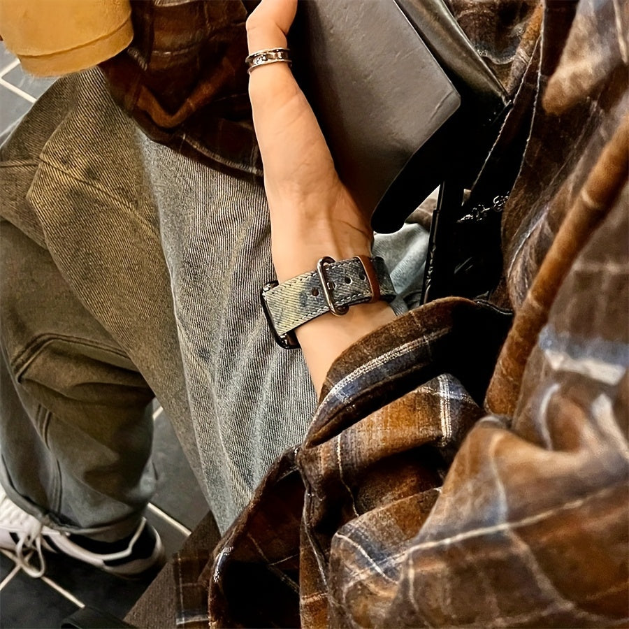 Ретро-тай-дай джинсовый ремешок для Apple Watch, регулируемый ремень совместим с различными моделями.