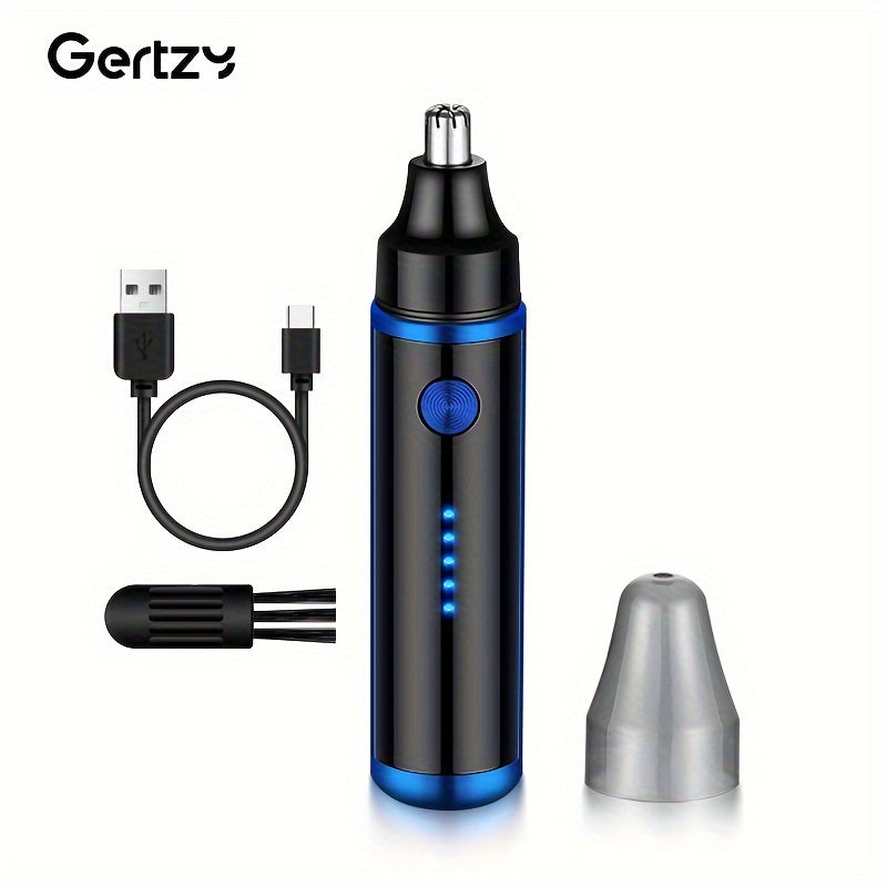 Recortadora de orejas y nariz para hombres, recargable por USB, batería de litio, negro, azul, accesorios