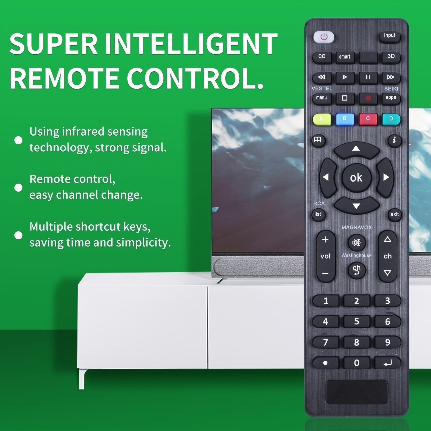 Control remoto universal de plástico para TV compatible con LG Samsung TCL Philips Vizio Sharp Sony Panasonic Sanyo Insignia Toshiba