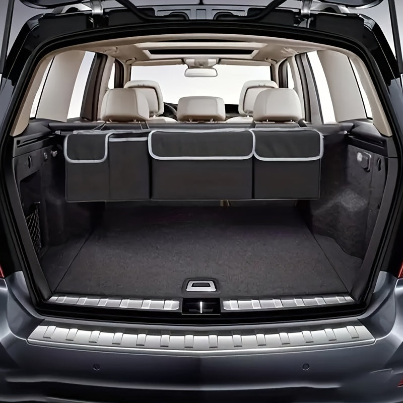 Foldable Car Trunk Organizer Durable Polyester Multi-Compartment Storage