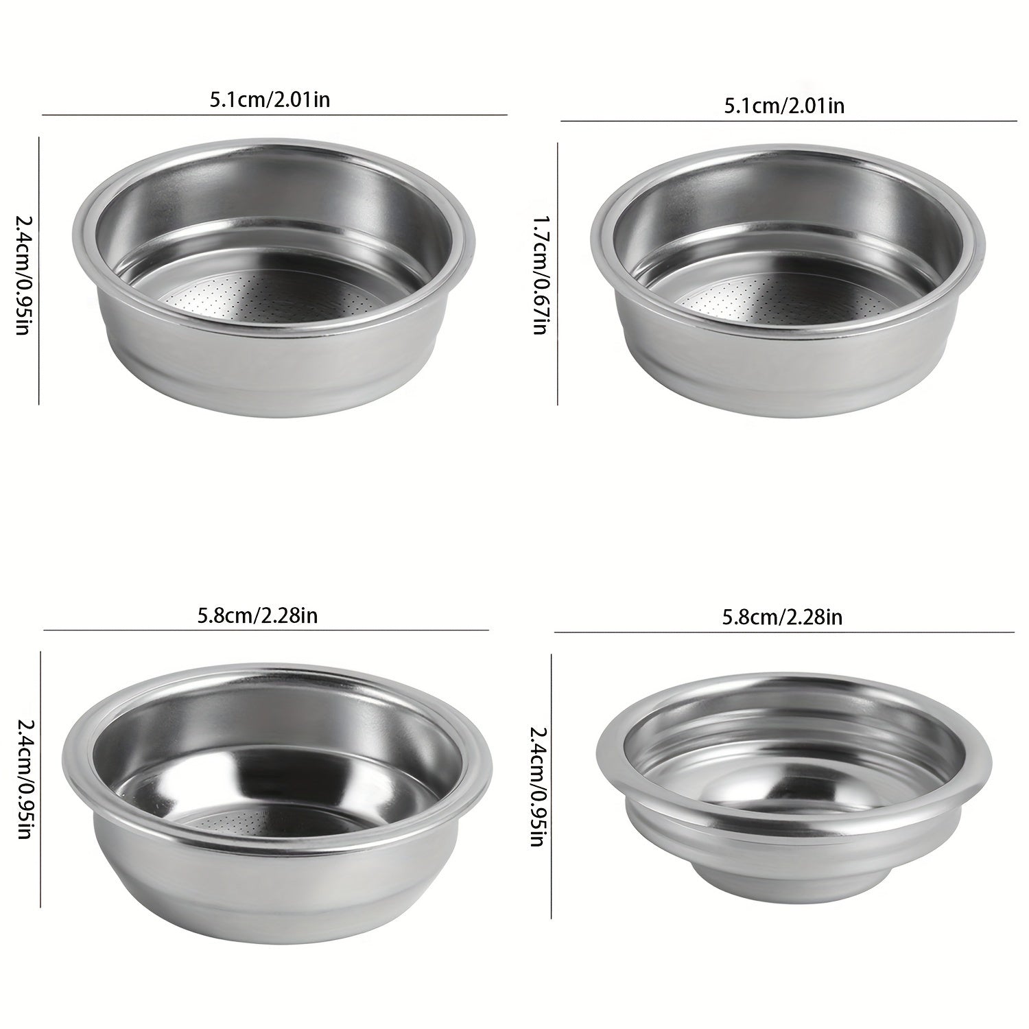 Stainless Steel Espresso Coffee Filter Double Layer Pressurized Basket